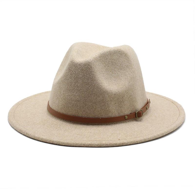 Unisex Wool Felt Fedora Hat With Wide Brim For Casual And Business Wear