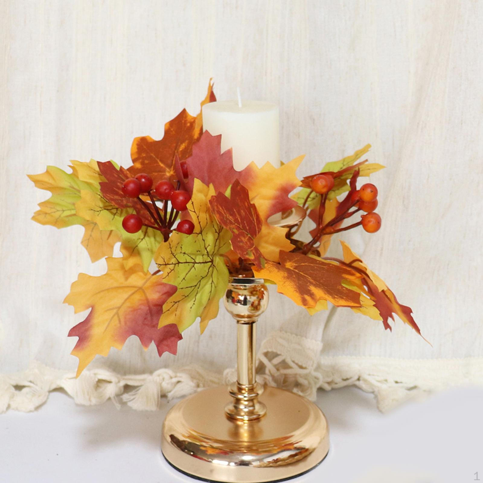

Кольцо для свечи на День благодарения, искусственный венок из кленовых листьев для урожая, кафе, бара