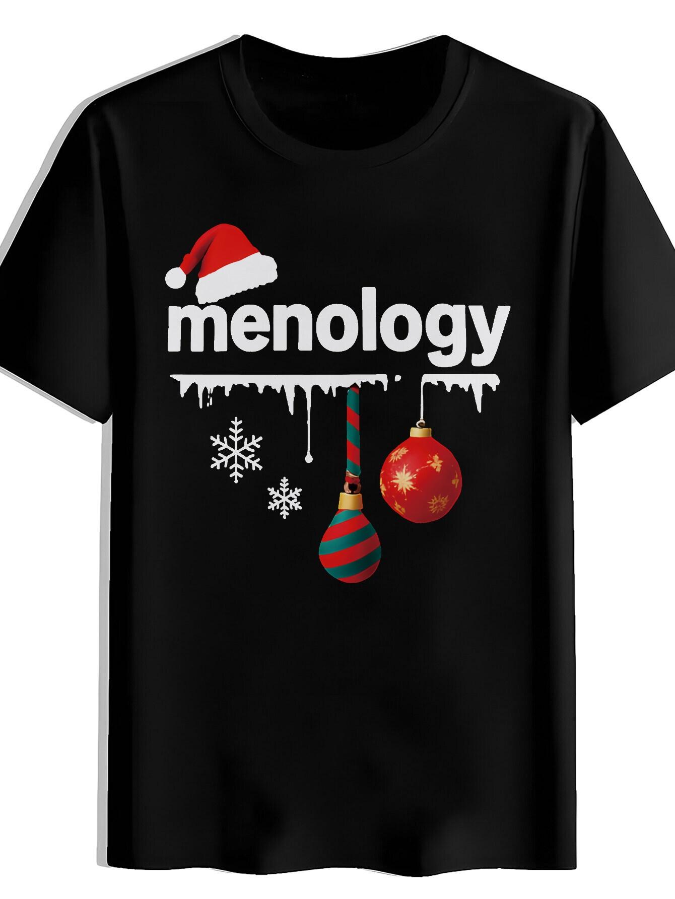 T-shirt Red Christmas Hat with a Red And Green Striped Ribbon Print L