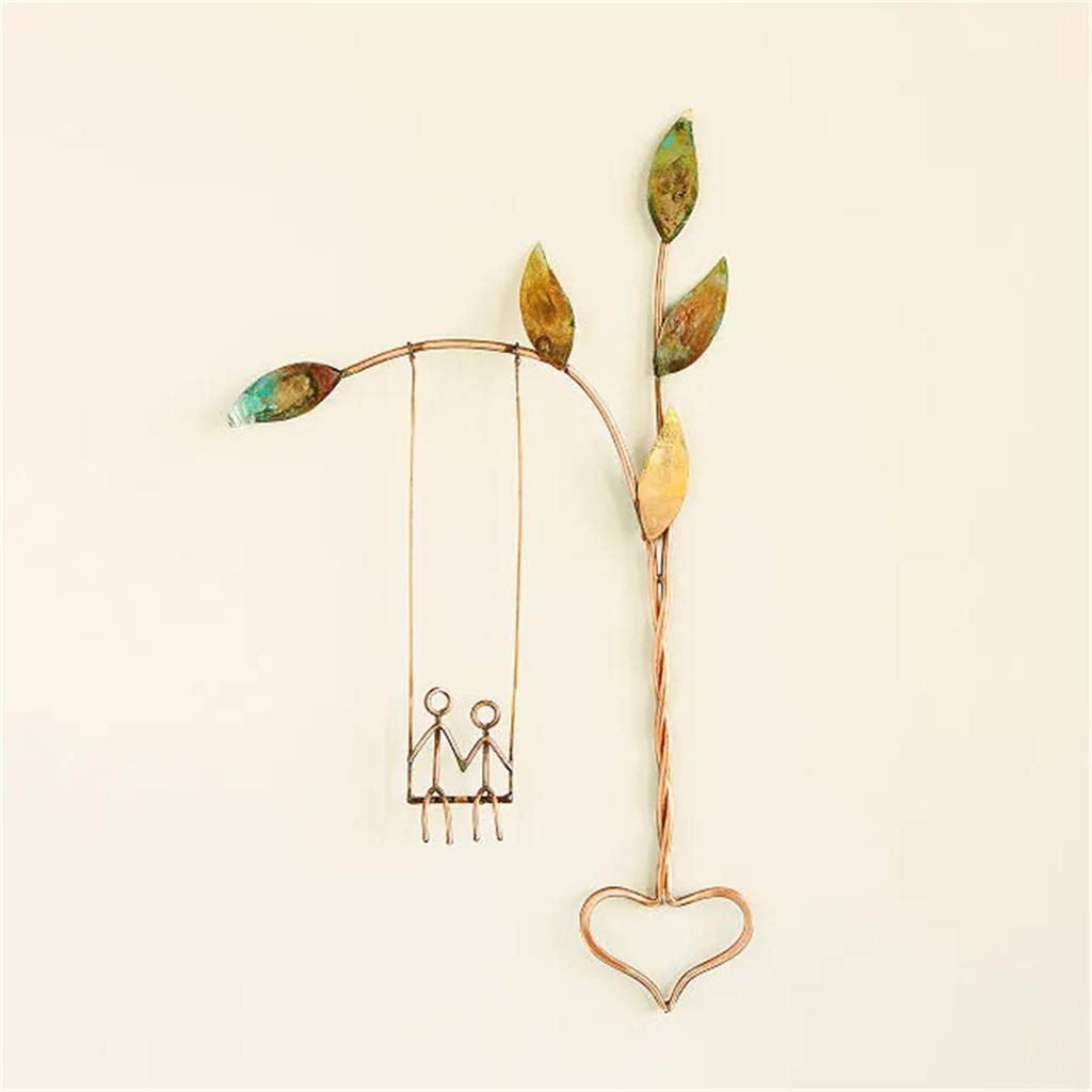 Rooted in Love Swing Sculpture Wall Decor Wall Hangings Metal Wall Art Couples on Swings Wall Hanging Decor for Home