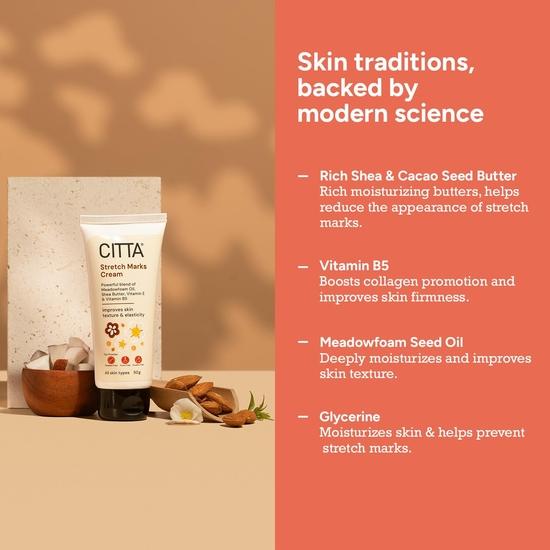 CITTA Stretch Marks Repair Cream For Men & Women | Intensely Moisturizes Skin, Refines Texture | Penetrates Deeper & Repairs Scar Tissues | 50 gm