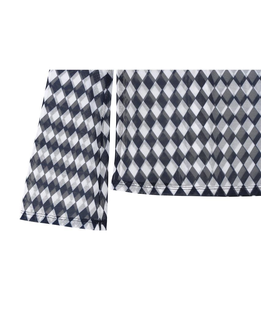 COTTONREBIRTHCLUB Argyle Mesh Long Sleeve T-Shirt (Navy)