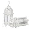 2Pcs Candlestick Ornaments White Transparent Romantic Castle Iron Hanging Candle Holder