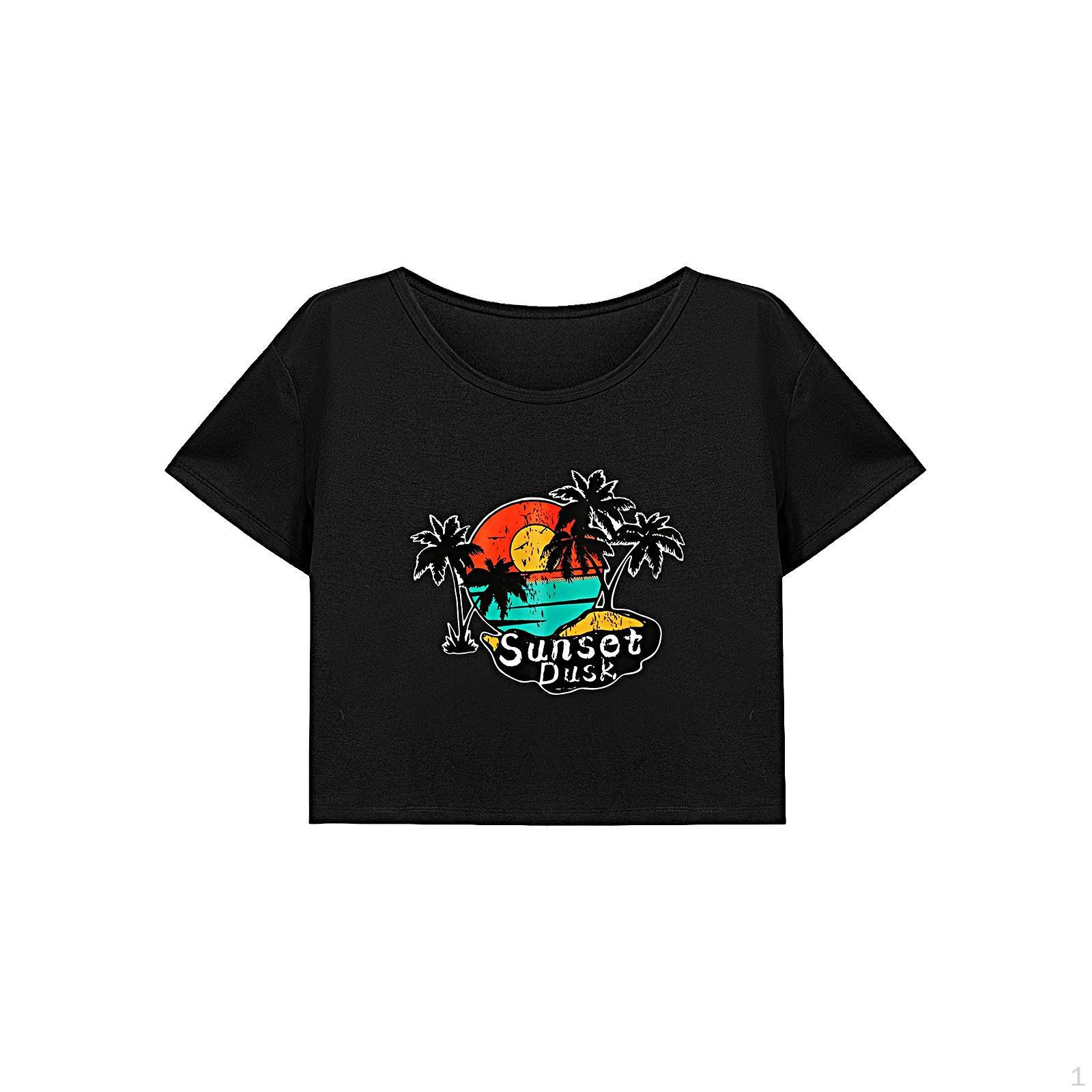 

Женская повседневная футболка с укороченным топом и круглым вырезом