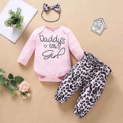 Neugeborenes Baby Valentinsdruck Strampler Body+Leopardenmuster Hose Set