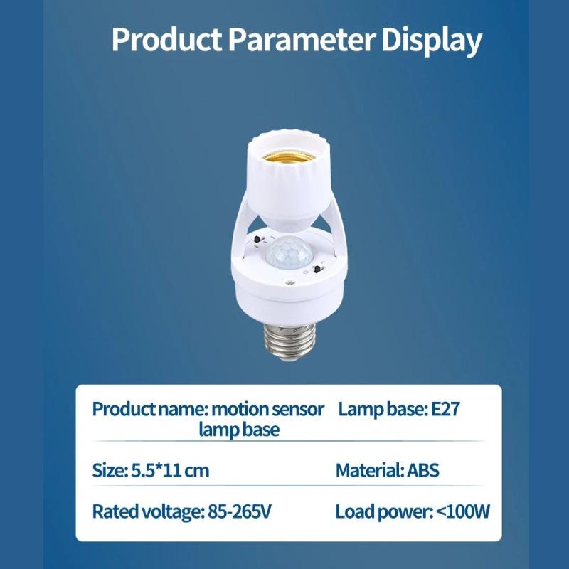 LED Human Body Induction Energy-saving E27 Lamp Holder Intelligent Switch Light Timing Infrared Induction Lamp Base 85-265V