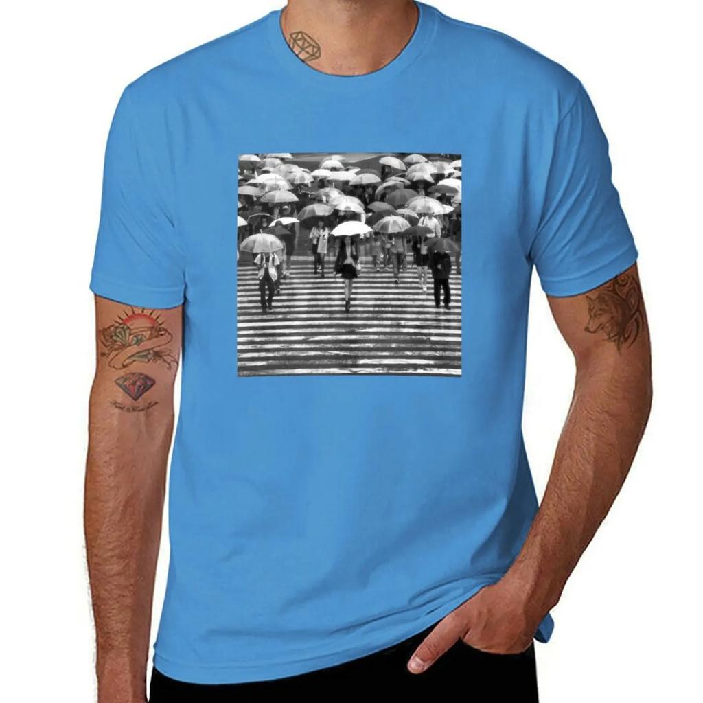 Rainy Day Shibuya TShirt anime tshirt graphic t shirts Short sleeve tee plain black t shirts men