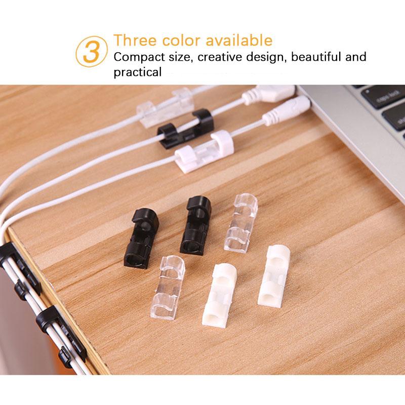 Cable Holder Clips 20Pcs Cable Management Cord Organizer Clips Silicone Self Adhesive For Desktop Office Home
