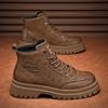 Men Boots Autumn Leather Waterproof Mid-top Sports Shoes New Fashion Ankle Boots Casual Outdoor Hiking Boots Shoes Male Sneakers