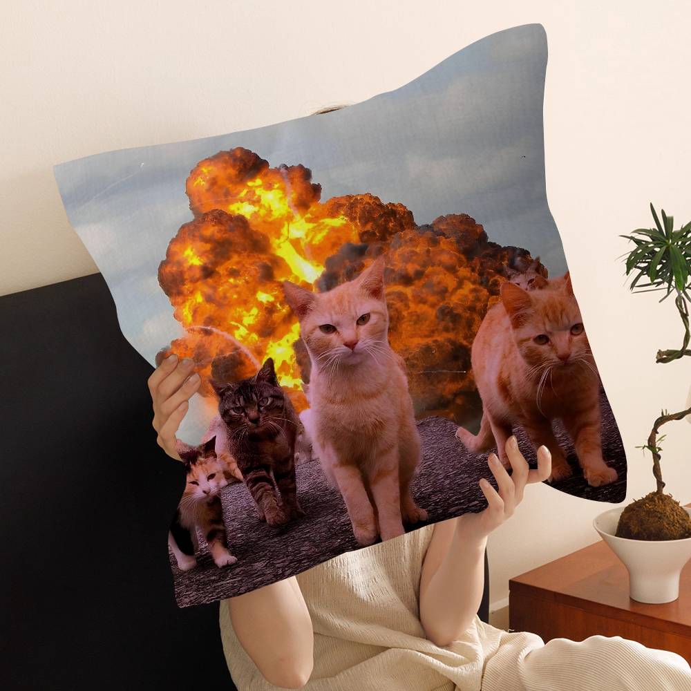 cat funny Cushion Cover Car Throw Pillow Case For Sofa Car Christmas Gift 40x40cm 45x45cm