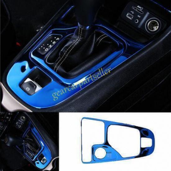 For Jeep Cherokee 14-2018 Blue Steel Center Console Gear Shift Frame Trim 1PCS