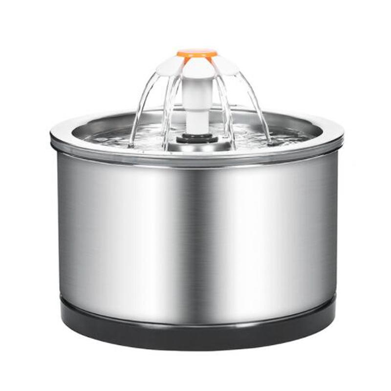 2L Automatic Drinking Fountain With Fountain Filter Drink Fountain Pet Stainless Steel Drinking Fountain Cat Dog Water Supplies