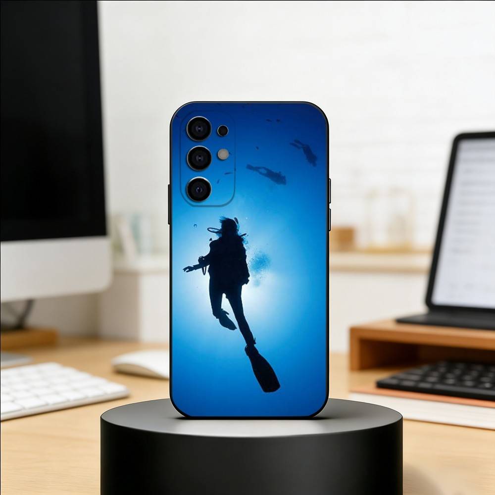 Scuba Diving Dive Phone Case Black Silicone Soft For Samsung S25,S24,S21,S22,S23,S30,Ultra,S20,Plus,Fe,Lite Samsung S21 s305G