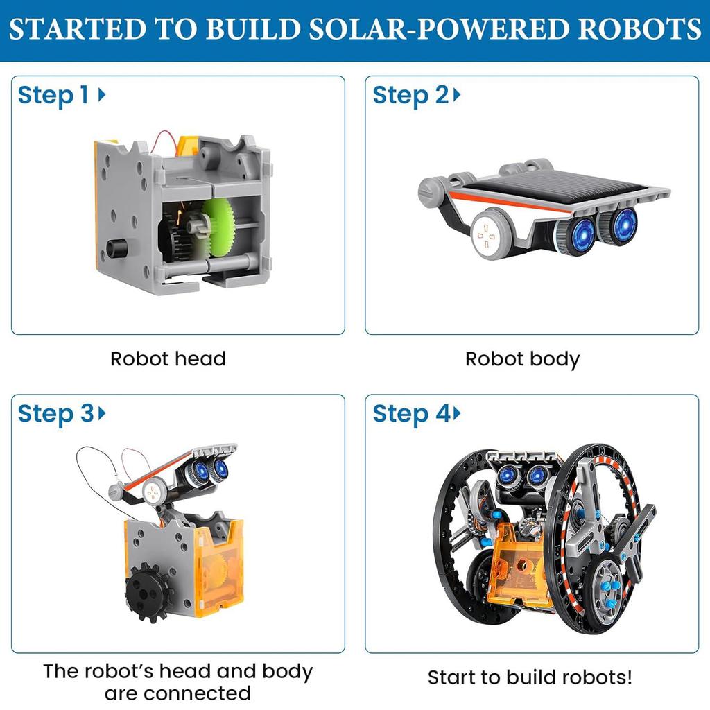 13-in-1 DIY Solarbetriebenes Roboter-Spielzeugauto-Bausatz