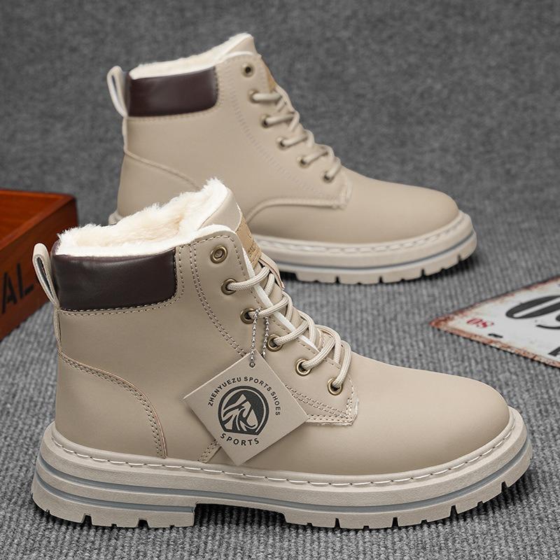 Martin Boots Men's Shoes Winter High-top Sports and Leisure Trend Tooling Velvet Thickened Cotton Shoes