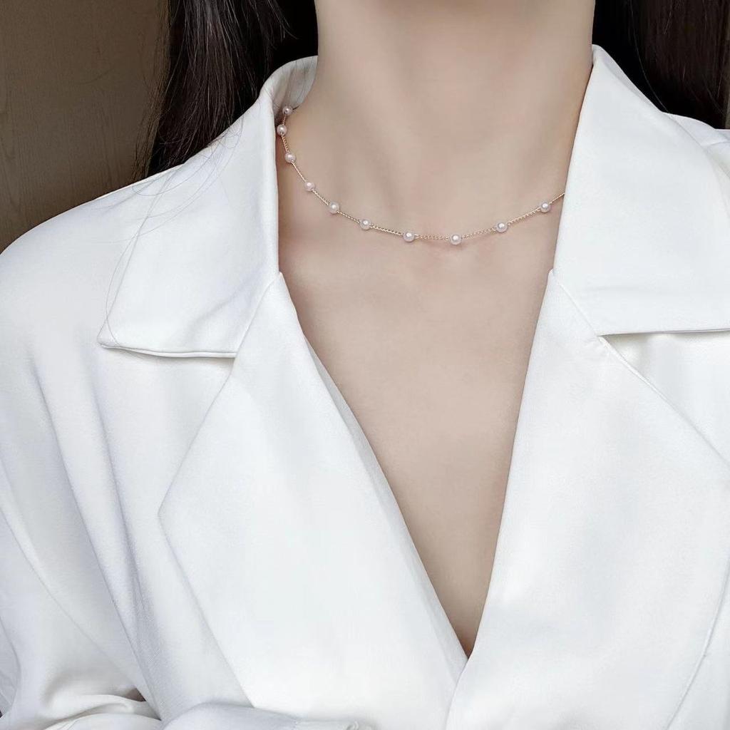 New Internet celebrity versatile temperament gypsy pearl sweet Mori girl pearl necklace neck chain collarbone chain