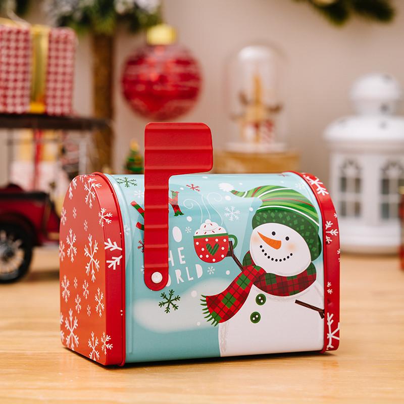 Charming Red Christmas Mailbox Decorative Metal Gift Box For Festive Candy Storage