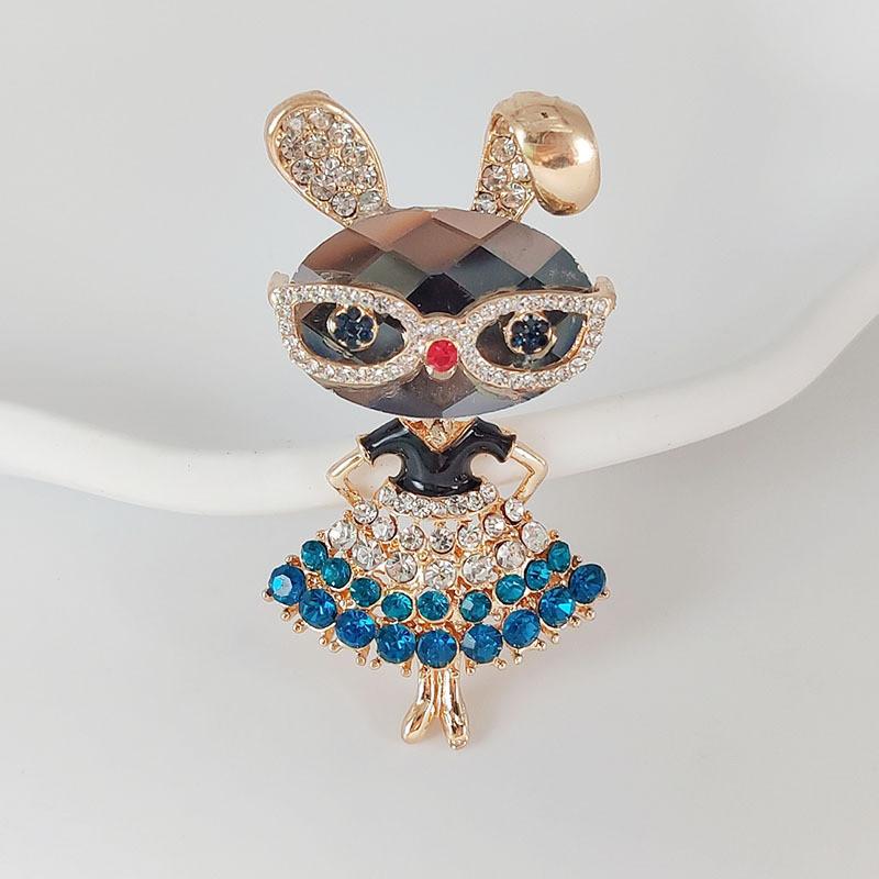 Animal Brooch Retro Style Alloy Modern Cartoon Glasses Bunny Cute Jewelry For Women