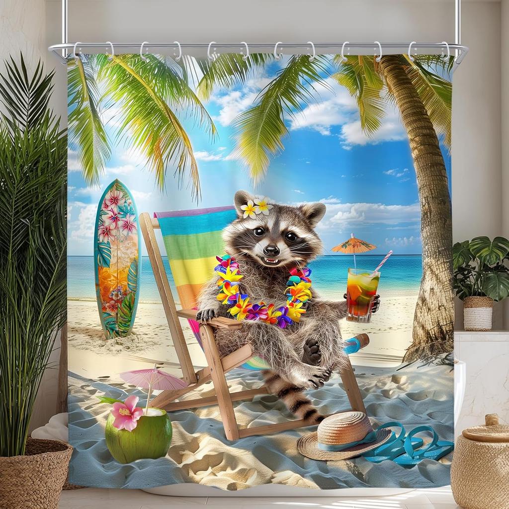 Kids Funny Dog Shower Curtain Cute Hilarious Animals Puppy Wooden Window Floral Flowers Bubbles Leaves Plant Botanical Fabric