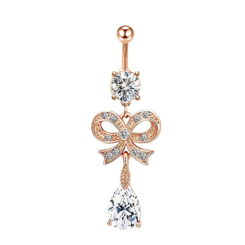 The New Butterfly Water Droplet Drops Of Vermiculite Umbilical Nail Navel Belly Buckle Puncture Ornaments Belly Button Rings