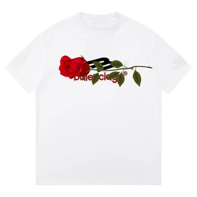 Ny Högkvalitativ Par Rundhals Tryck Casual Bokstäver Herr- och Dam Samma Slim-fit Kortärmad T-shirt Lyxig Kortärmad