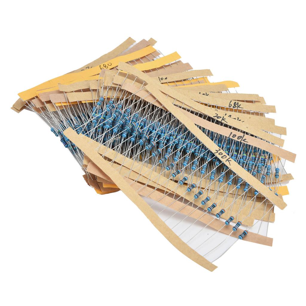 600Pcs Metal Film Resistors 30 Values 10 Ohm 1M Ohm 1 4W 1percent Resistor Assortment for DIY Projects