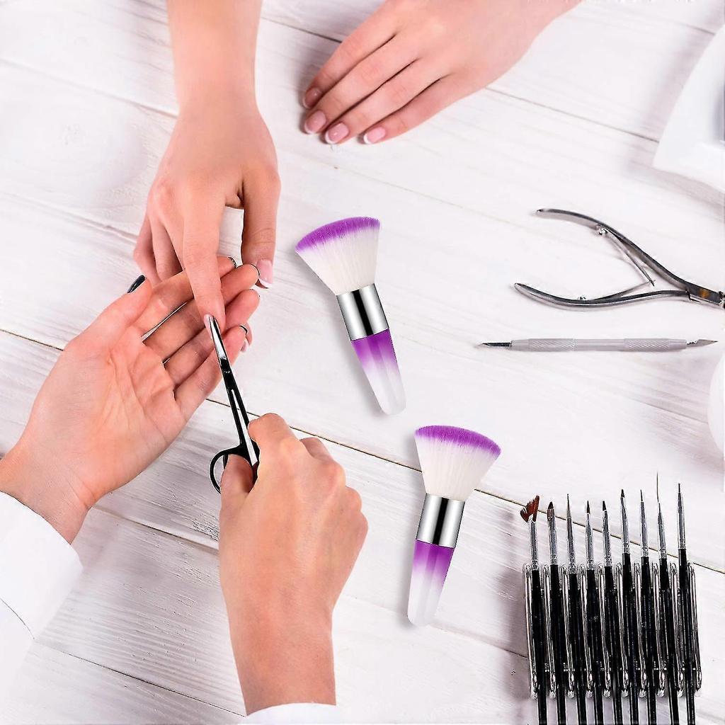 2 Pieces Soft Nail Art Dust Remover Pink*purple 11 Cm