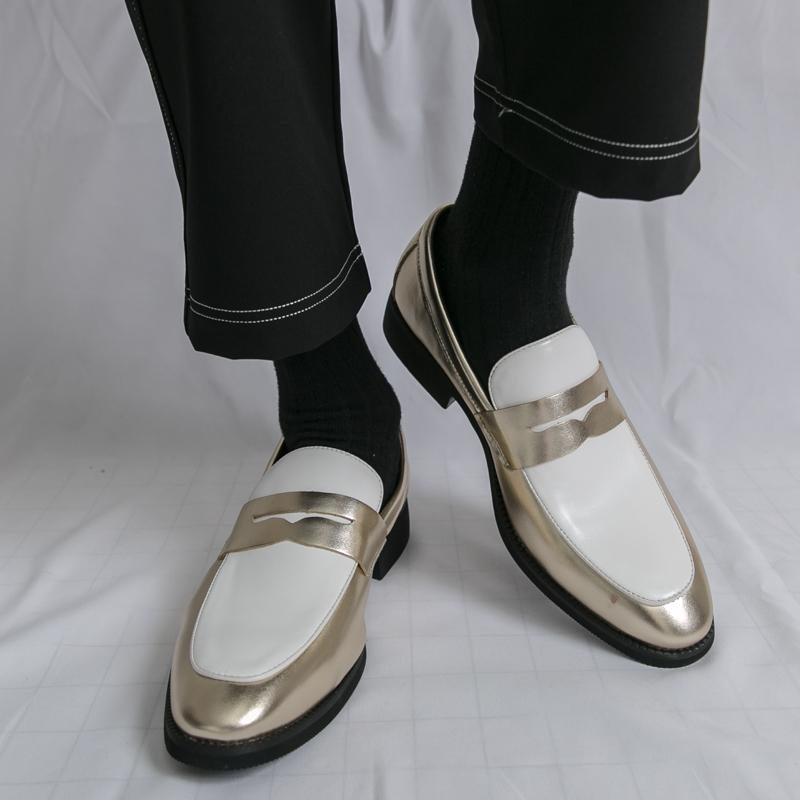 Fashion Open Mouth Laughing Leather Loafers Fashionable Color Blocked Men Low Cut Leather Shoes Elegant Business Office Men Casual Shoes