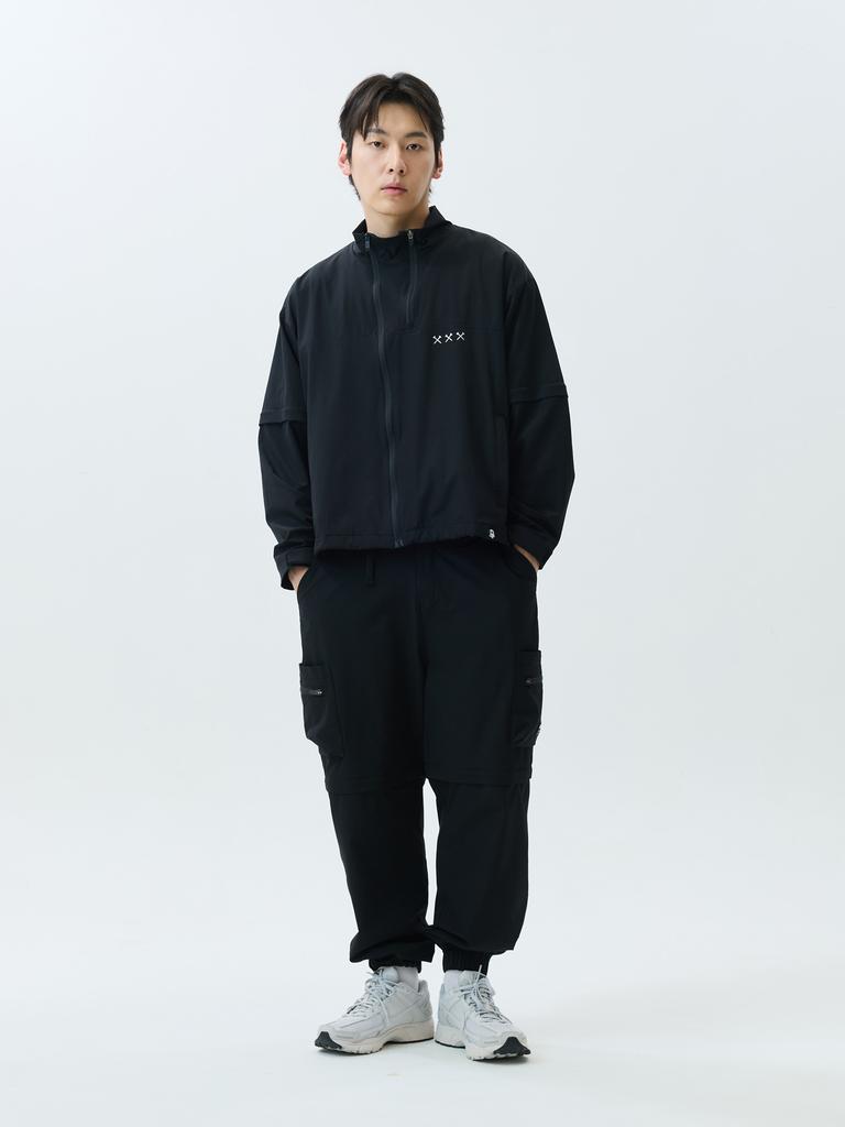 Jamie West Nylon Detachable Double-Zip Windbreaker (Black)