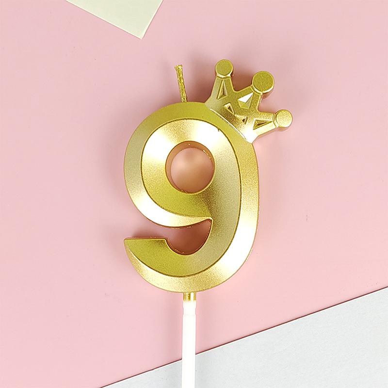 1 Pc Gold Crown Digital Candle Number Birthday Cake Candle Kids Birthday Party Wedding Cake Candle 0-9 Number Candle