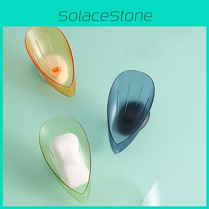 Leaf-shaped Soap Box Drain Retainer With Impressive Suction Cup Design For Bathrooms