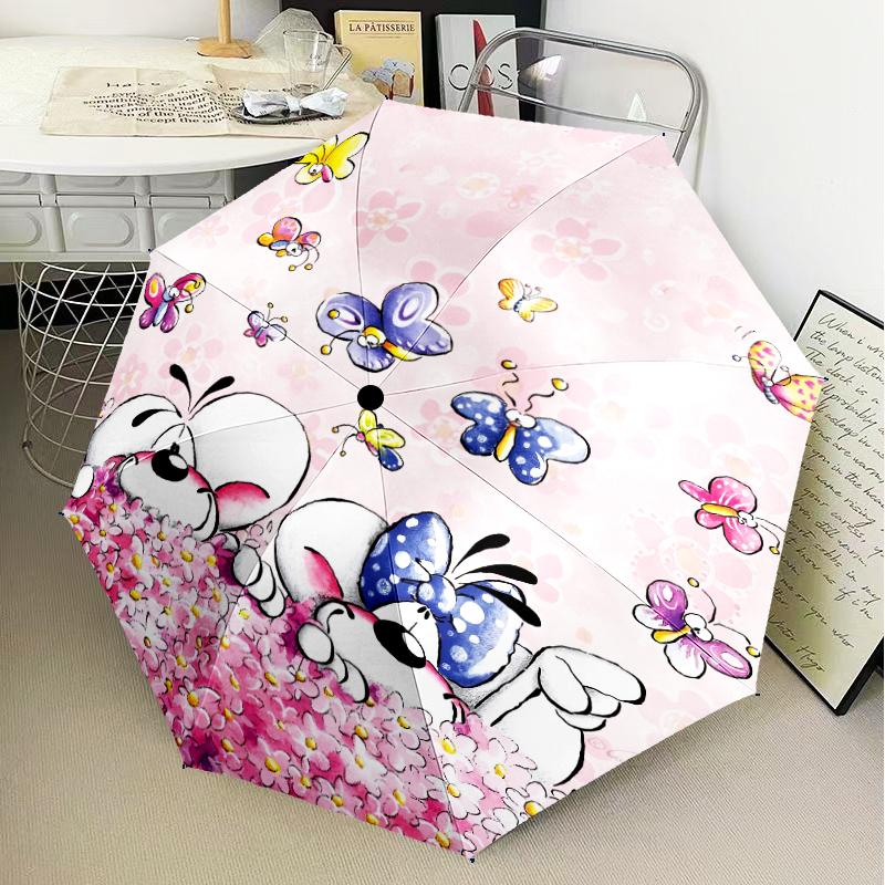 Diddl Love And Friendship In Pastel Umbrella Folding umbrella, automatic umbrella 8-Frame for Travel, camping Use Gift for Halloween Christmas