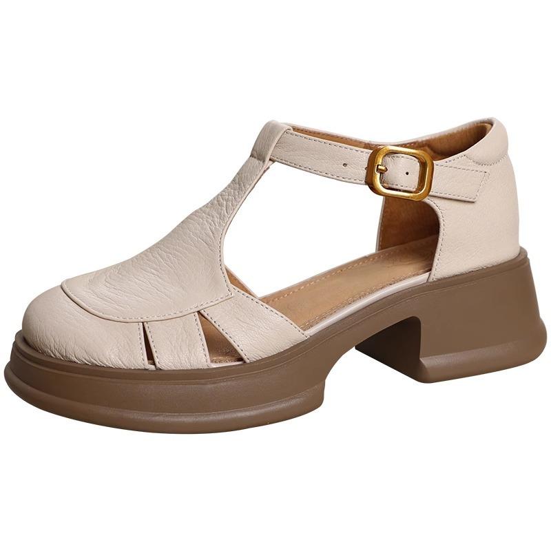 Letnie sandały retro z pustym noskiem rzymskim dla kobiet