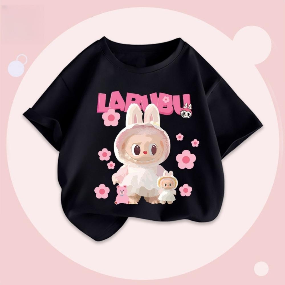 Baju TSHIRT KIDS Boys and Girls Buda T-shirt Size 2-3 To 12-13 Children's LABUBU Printed Cute Short Sleeved Top