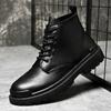 Herren High-Top Lederschuhe Britischer Stil Mid-Top Modeschuhe Echtes Leder Arbeitskleidung Lederstiefel Motorrad Herbst Herrenschuhe