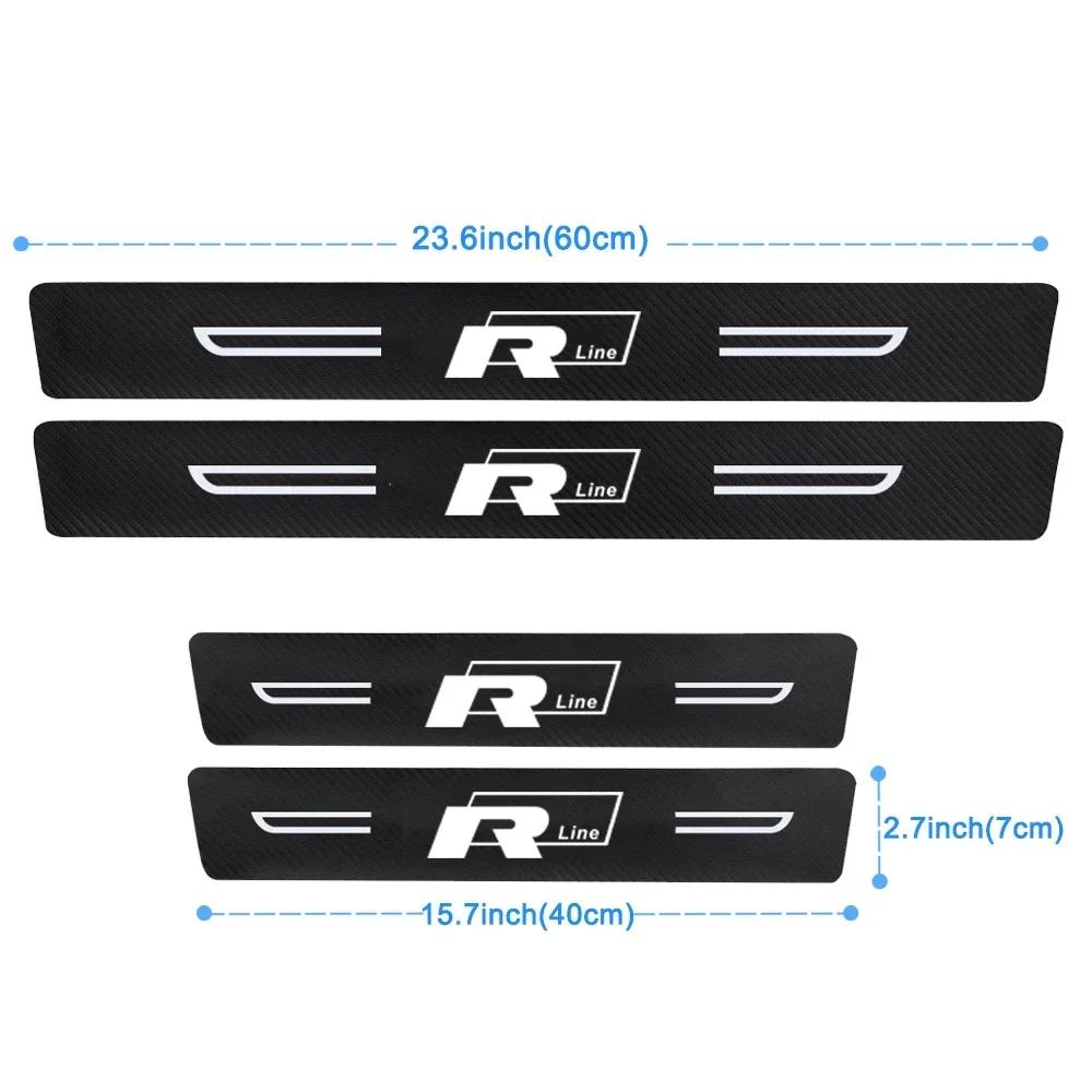 

2026 New For VW VOLKSWAGEN For Volkswagen VW Rline R line Logo Carbon Fiber Car Door Threshold Protector Stickers Auto Rear Trun