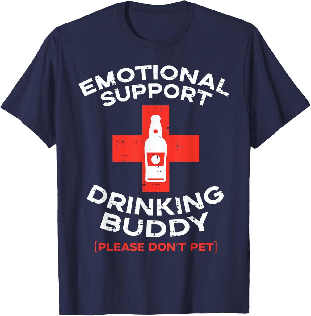 Emotional Support Drinking Buddy Beer Graphic TShirt Funny Gift Casual Cotton Tee