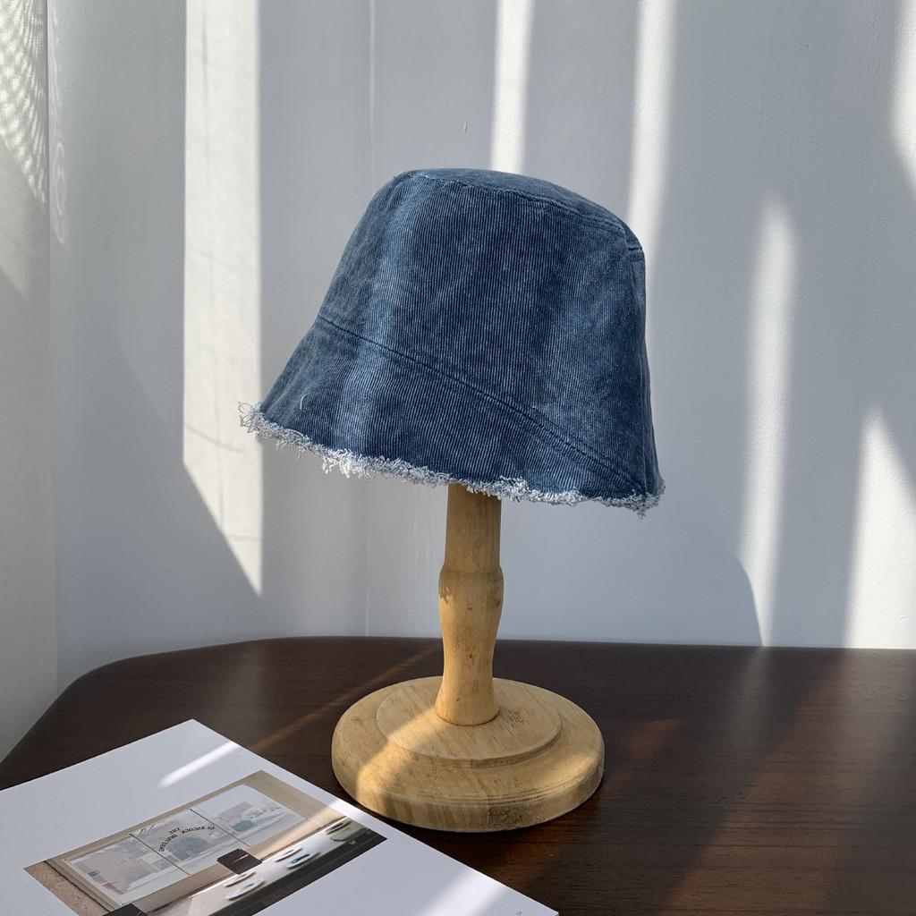 Trendy 2021 Washed Denim Bucket Hat For Women Youthful Style Wide Brim Sun Protection