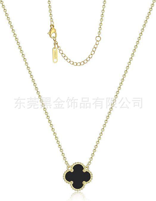 

Намисто з чотирилистою конюшиною, намисто з конюшиною з 18-каратним золотим покриттям, жіноча двостороння прикраса з мушлі 18K