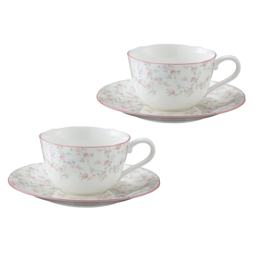 Noritake Tasse Untertasse 220cc Cutie Rose Mikrowellen Knochen Set von & (Paar Set) (Kaffee Tee) Design, Sicher, China, 2, P59387A/9940