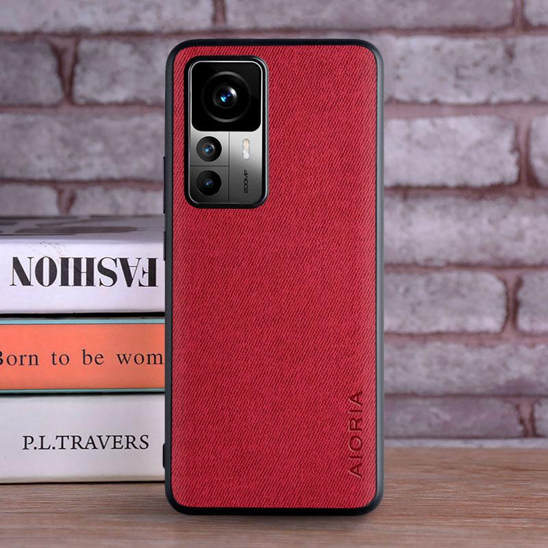Luksusowe Etui Tekstylno-Skórzane do Xiaomi 12T mi 12T Pro Miękkie TPU z Twardym PC 3w1 Osłona Ochronna