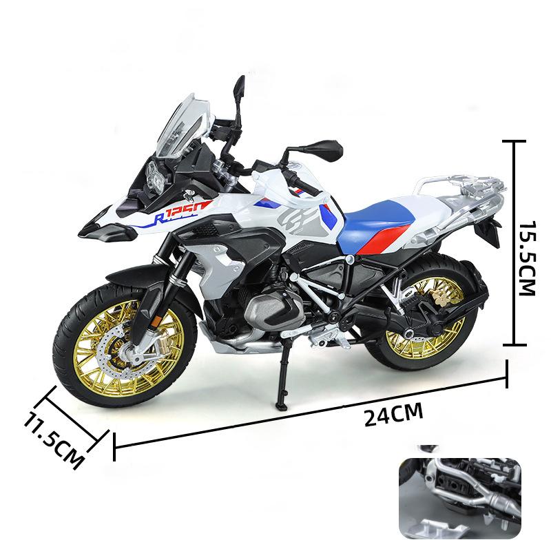 1/9 BWM R1250GS ADV Alloy Die Cast Motorcycle Model Toy Vehicle Collection Sound and Light Off Road Autocycle Toys Car