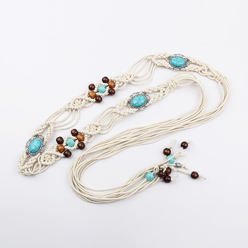 Rochie Retro Țesută Stil Boem Lanț de Talie Pentru Femei Curea Trendy cu Ciucuri Pantaloni cu Ciucuri Versatil Accesoriu Curea din Frânghie