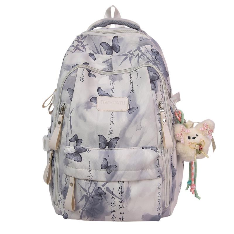 Schoolbag New High-value Fresh and Sweet National Style Literary Butterfly Backpack Junior High School Students Lightweight Large-capacity Backpack