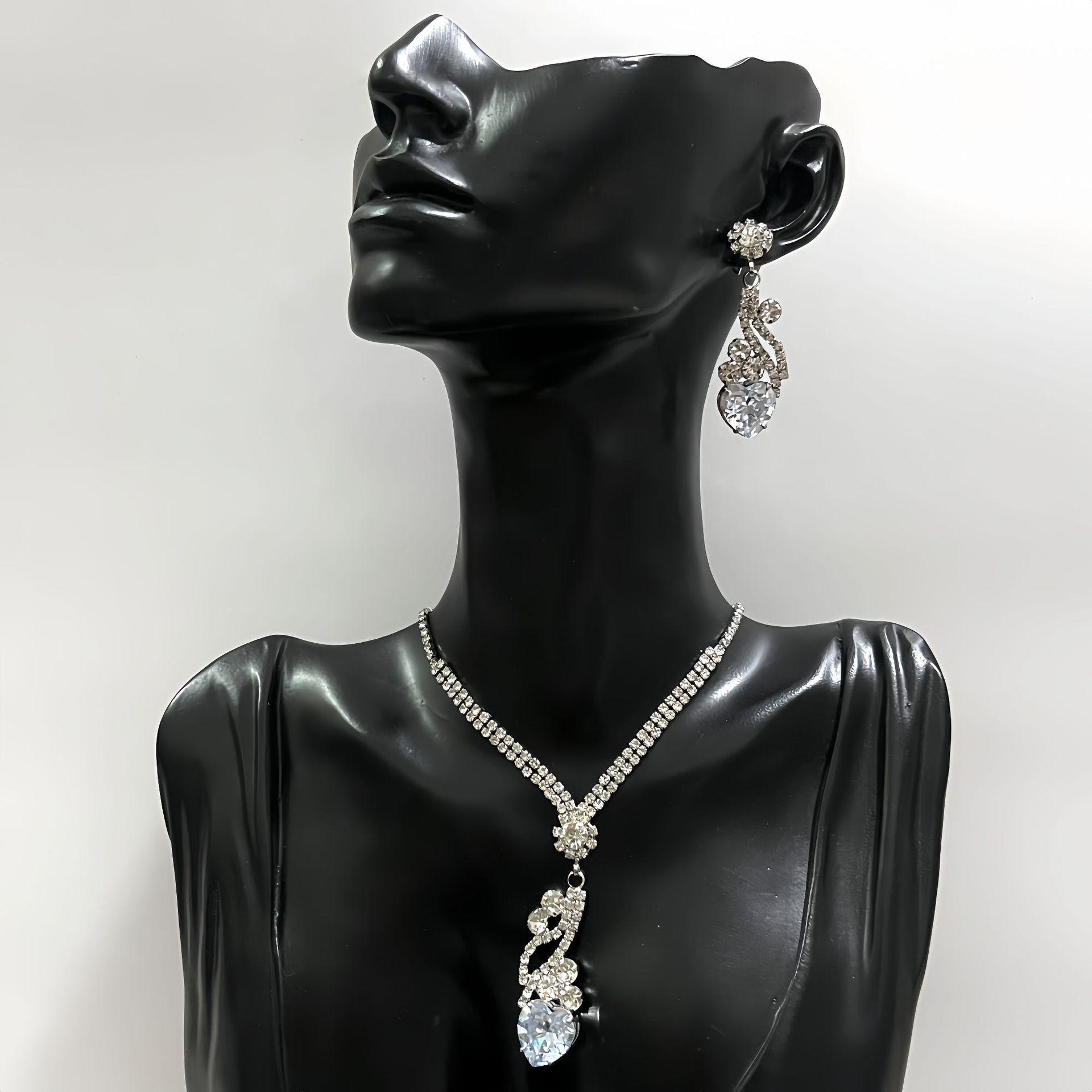 

Jewelry, Wedding Dress Studio Popular Jewelry Women, Bridal Rhinestone Necklace Earrings Set білий