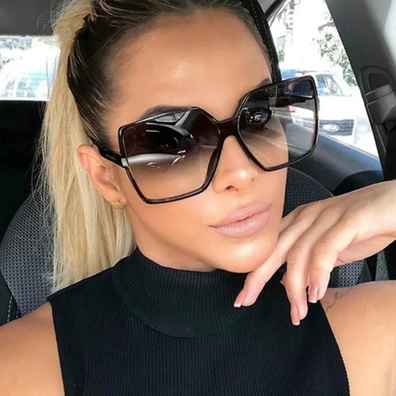 Designer Oversized Sunglasses Woman Square Driver Sun Eyewear Female Stylish Big Frame Gradient Retro Oculos De Sol