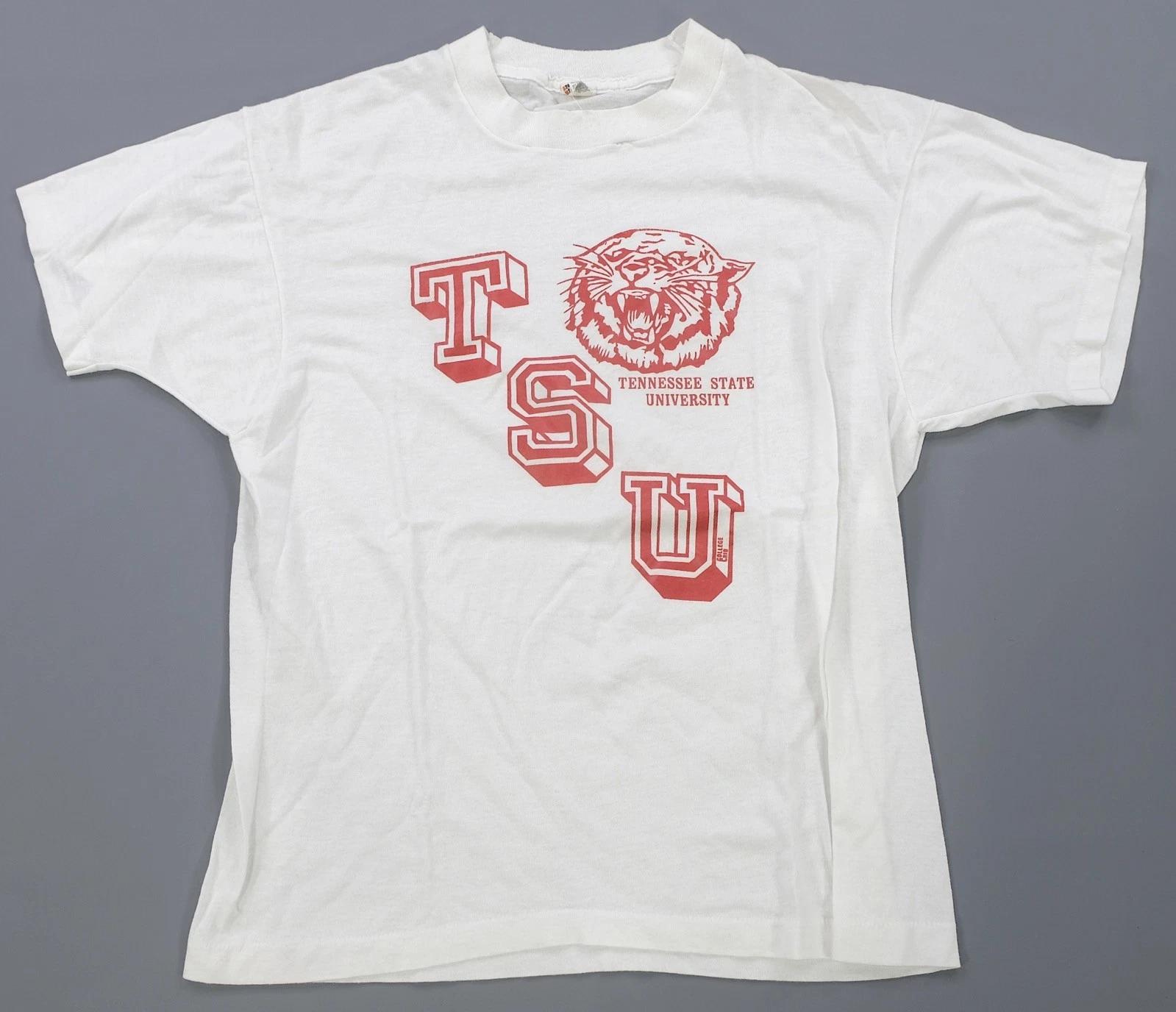 Rare VTG SCREEN STARS Tennessee State Tigers TSU Graphic T Shirt 80s 90s White L S