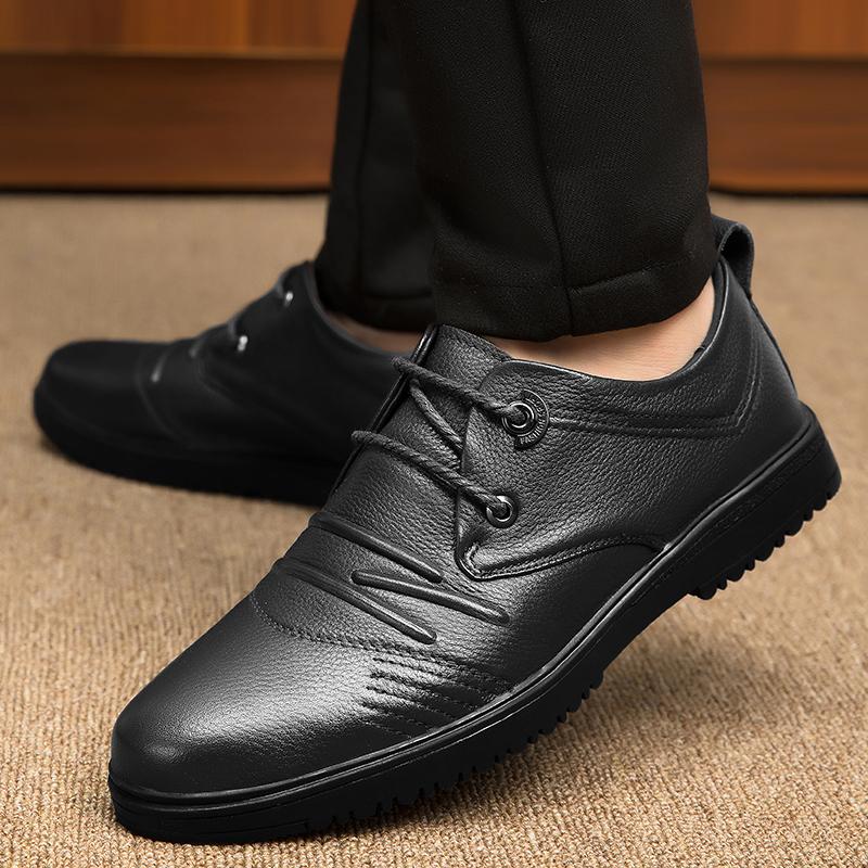 Hot Sale Men Genuine Leather New Business Shoes38-48 Soft Anti-slip Rubber Office Loafers Man Casual Leather Business Soft Shoes