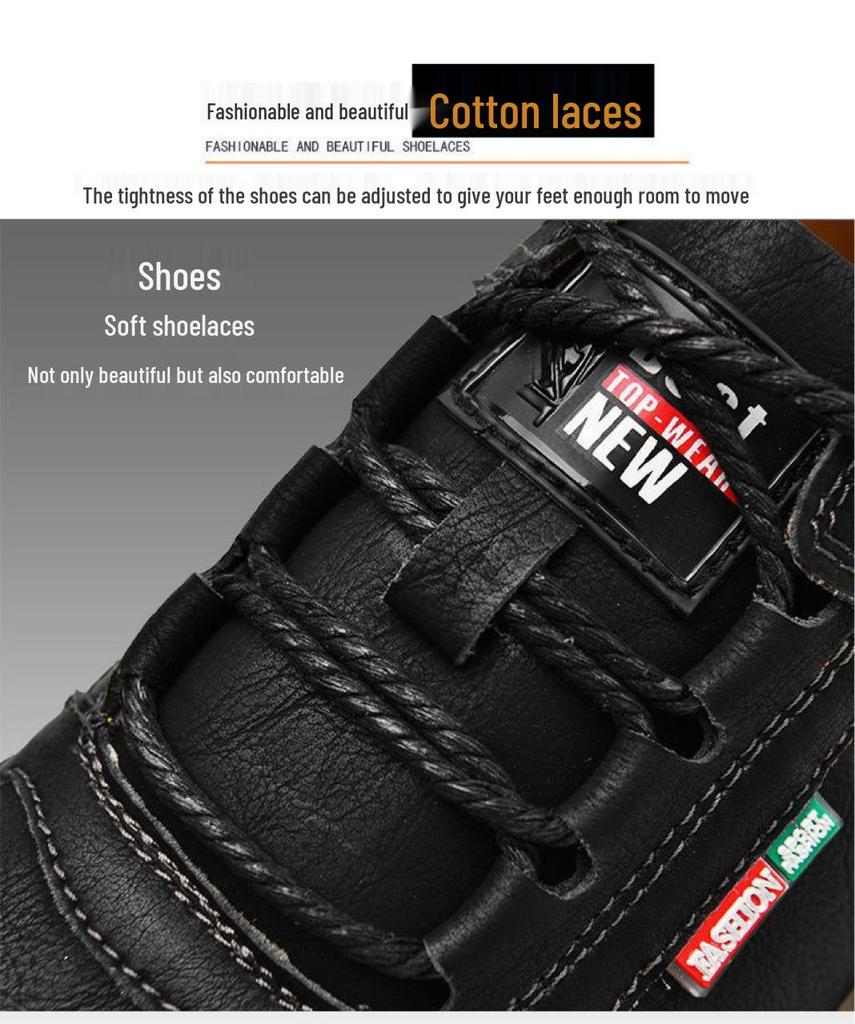 Autumn/Winter 2022 Men's Korean Style Leather Hiking Shoes - Trendy, Breathable, Casual.