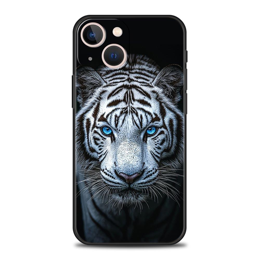 Phone Case For iPhone 17 16e 15 14 13 12 11 Pro Max SE 7 8 Plus Shell iPhone 16 Soft TPU Cover Animal White Tiger